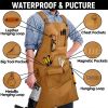 Durable Work Apron with Tool Pockets Heavy Duty Unisex Canvas Adjustable Cross-Back Straps Apron For Carpenter Painting Home BBQ - China - Upgrade Yel