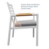 2Pcs Aluminum Teak Dining Chair;  Patio Armchair with Cushion for Indoor or Outdoor; White - White