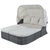 Outdoor Patio Furniture Set Daybed Sunbed with Retractable Canopy Conversation Set Wicker Furniture Sofa Set - Beige