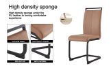 Modern Dining Chairs, Leathaire Fabric High Back Upholstered Side Chair with C-shaped Tube Black Metal Legs for Dining Room Kitchen Vanity Patio Club