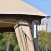 TOPMAX 10ft W*12ft L Outdoor Double Vents Gazebo Patio Metal Canopy with Screen and LED Lights for Backyard; Poolside; Brown - as pic