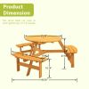 Circular Outdoor Wooden Picnic Table with Built-in Benches for Patio Backyard Garden; DIY; 1720lb Capacity; Natural/Gray - Natural - 6-person