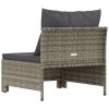 Patio Middle Sofa with Cushion Gray Poly Rattan - Gray