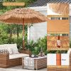 6 Feet Thatched Patio Umbrella with Tilt Design and Carrying Bag - Natural