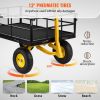 VEVOR Steel Garden Cart; with Removable Mesh Sides to Convert into Flatbed, Utility Metal Wagon - 1200 lbs