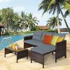 3 Pieces Outdoor Patio Corner Rattan Sofa Set - Gray