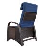 Outdoor Recliner Chair, PE Wicker Adjustable Reclining Lounge Chair and Removable Soft Cushion, with Modern Armchair and Ergonomic for Home, Sunbathin