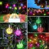 Garden Cracked Glass Ball Hanging Solar Lights with Handle and Clip - Multi-Color