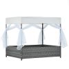 Dog Bed, Pet Bed, Pet Enclosures, Pet Outdoor Furniture, Pet Patio Furniture, Seasonal PE Wicker Pet Furniture, Dog Bed With Curtain - as Pic