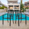 MEOOEM Stackable Metal Outdoor Dining Chairs Set of 2 Patio Bistro Chairs with Armrest Supports 300 LBS for Garden Poolside Backyard Classical Black -