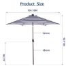 Outdoor Patio 8.7-Feet Market Table Umbrella with Push Button Tilt and Crank, Red Stripes With 24 LED Lights[Umbrella Base is not Included] RT - Blue/