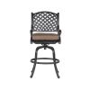 Patio Outdoor Aluminum Bar Stool With Cushion, Set of 2, Dupione Brown - as Pic