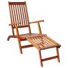 Patio Deck Chair with Footrest and Cushion Solid Wood Acacia - Red