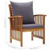 Patio Chairs with Cushions 2 pcs Solid Acacia Wood - Dark gray