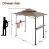 8x 5 FT Grill Gazebo Grill Canopy Double Tiered BBQ Gazebo Outdoor BBQ Canopy - khaki