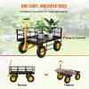 VEVOR Steel Garden Cart; with Removable Mesh Sides to Convert into Flatbed, Utility Metal Wagon - 1200 lbs