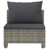 Patio Middle Sofa with Cushion Gray Poly Rattan - Gray