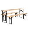 3PCS Outdoor Folding Picnic Table Bench Set, Portable Patio Dining Table Set with Wooden Top & Steel Frame - picture