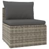 13 Piece Patio Lounge Set with Cushions Gray Poly Rattan - gray