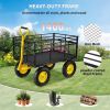 VEVOR Steel Garden Cart; with Removable Mesh Sides to Convert into Flatbed, Utility Metal Wagon - 1400 lbs