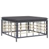 Patio Footstool with Dark Gray Cushion Poly Rattan - Anthracite