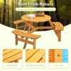 Circular Outdoor Wooden Picnic Table with Built-in Benches for Patio Backyard Garden; DIY; 1720lb Capacity; Natural/Gray - Natural - 6-person