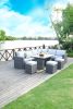 Direct Wicker 7-Piece Outdoor Rattan Wicker Sofa Rattan Patio Garden Furniture, Gray - Light Color