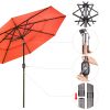 9Ft 3-Tiers 24LEDS Patio Umbrella Fruit Orange - As Picture