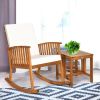 2 Pieces Acacia Wood Patio Rocking Chair Table Set - Teak