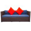 3 Piece Patio Sectional Wicker Rattan Outdoor Furniture Sofa Set - Blue