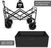 Folding Wagon Carts Collapsible Beach Wagon with Big Wheels for Sand 330lbs Capacity - black