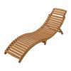 Outdoor Patio Wood Portable Extended Chaise Lounge Set with Foldable Tea Table for Balcony; Poolside; Garden - Brown