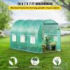 VEVOR Walk-in Tunnel Greenhouse; 10 x 7 x 7 ft Portable Plant Hot House w/ Galvanized Steel Hoops; 1 Top Beam; Diagonal Poles; Zippered Door & 6 Roll-