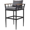 Steel Outdoor Dining Set with Acacia Wood Armrest Suitable For Patio; Balcony Or Backyard - Black