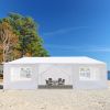 10'x30' Outdoor Party Tent with 8 Removable Sidewalls; Waterproof Canopy Patio Wedding Gazebo; White - as picture