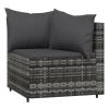 3 Piece Patio Lounge Set with Cushions Gray Poly Rattan - Gray