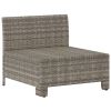 Patio Middle Sofa with Cushion Gray Poly Rattan - Gray