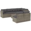 8 Piece Patio Lounge Set with Cushions Gray Poly Rattan - gray