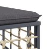 Patio Footstool with Dark Gray Cushion Poly Rattan - Anthracite