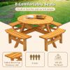 Circular Outdoor Wooden Picnic Table with Built-in Benches for Patio Backyard Garden; DIY; 1720lb Capacity; Natural/Gray - Natural - 8-person