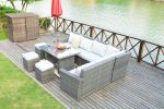 Direct Wicker 7-Piece Outdoor Rattan Wicker Sofa Rattan Patio Garden Furniture, Gray - Light Color