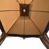 TOPMAX 10ft W*12ft L Outdoor Double Vents Gazebo Patio Metal Canopy with Screen and LED Lights for Backyard; Poolside; Brown - as pic