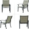 Patio Dining Chairs Set of 2,Bistro Metal Steel Chair with Textilene Mesh Fabric,Outdoor Armchair for Outside Porch,Balcony,Garden,Backyard Grey(2 Cha