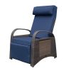 Outdoor Recliner Chair, PE Wicker Adjustable Reclining Lounge Chair and Removable Soft Cushion, with Modern Armchair and Ergonomic for Home, Sunbathin