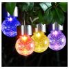 Garden Cracked Glass Ball Hanging Solar Lights with Handle and Clip - Multi-Color