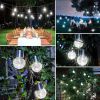 Garden Cracked Glass Ball Hanging Solar Lights with Handle and Clip - Warm