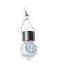 Garden Cracked Glass Ball Hanging Solar Lights with Handle and Clip - Warm