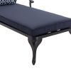 Chaise Lounge Outdoor Chair with Navy Blue Cushions, Aluminum Pool Side Sun Lounges with Wheels Adjustable Reclining, Patio Furniture Set - as Pic