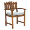 7-Piece Twin Butterfly Leaf Teak Extension Table Dining Chair Set with White Cushions