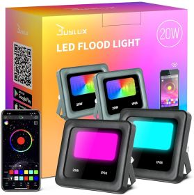 20W Rgb Bluetooth Dual Color Intelligent Voice Timing Flood Light Outdoor (size: 2pack-20W RGB)